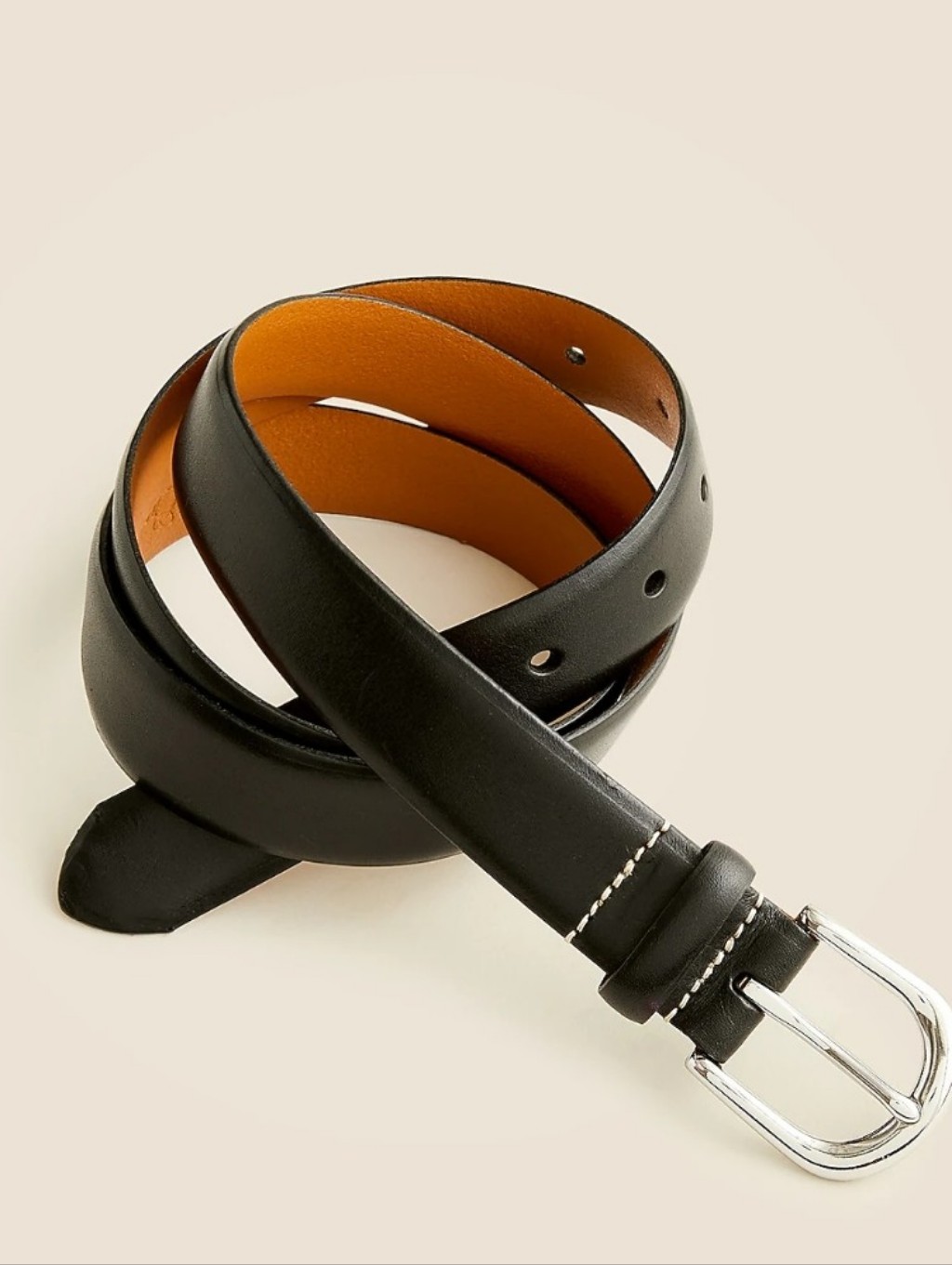 J. Crew Leather Round Buckle Drrss Belt - Black